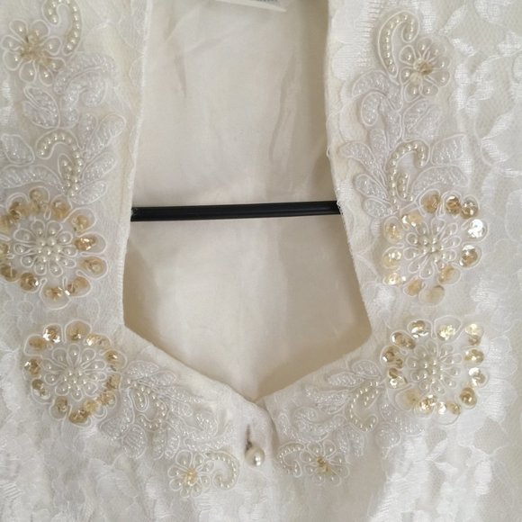 Lilia Smitty Vintage White Lace Beaded Sequin Top Size 3/4 - Picture 5 of 9